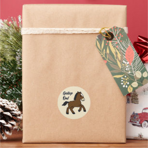 Adorable Gallop On! Happy Foal Kawaii Horse Design Classic Round Sticker