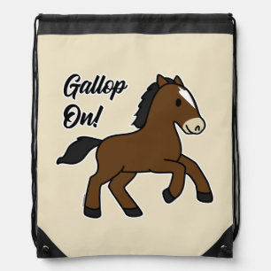 Adorable Gallop On! Happy Foal Kawaii Horse Design Drawstring Bag