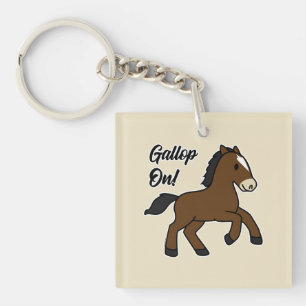 Adorable Gallop On! Happy Foal Kawaii Horse Design Keychain