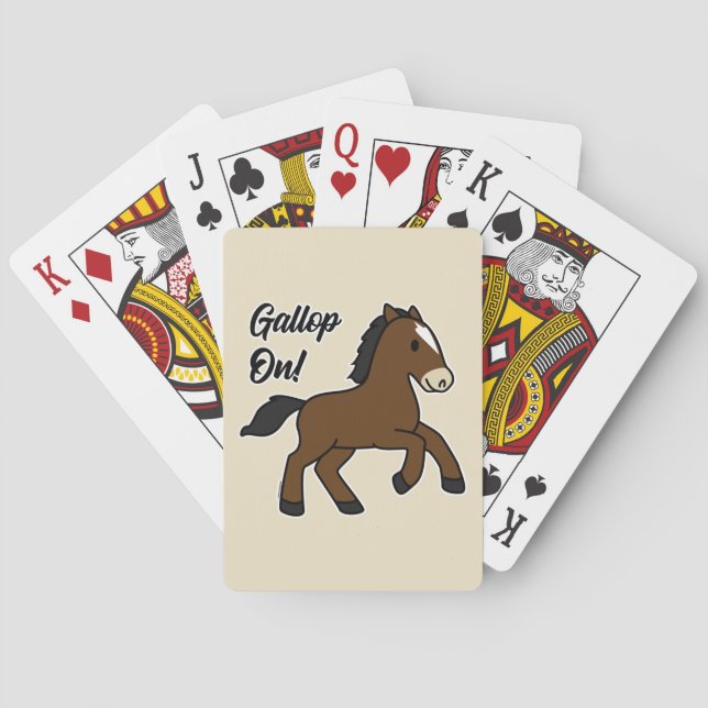 Adorable Gallop On! Happy Foal Kawaii Horse Design Poker Cards (Back)