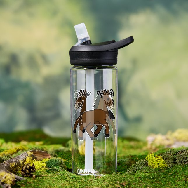 Adorable Gallop On! Happy Foal Kawaii Horse Design Water Bottle (Outdoor (Rotated))