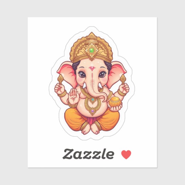 Adorable Ganpati Bappa – Chibi Style Ganesha with  Sticker (Sheet)