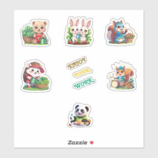 Adorable Gardening Animals Printable Sticker Sheet