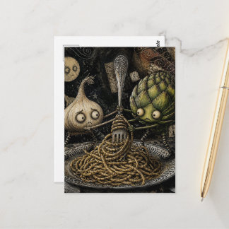 adorable garlic and artichoke twirl the spaghetti  postcard