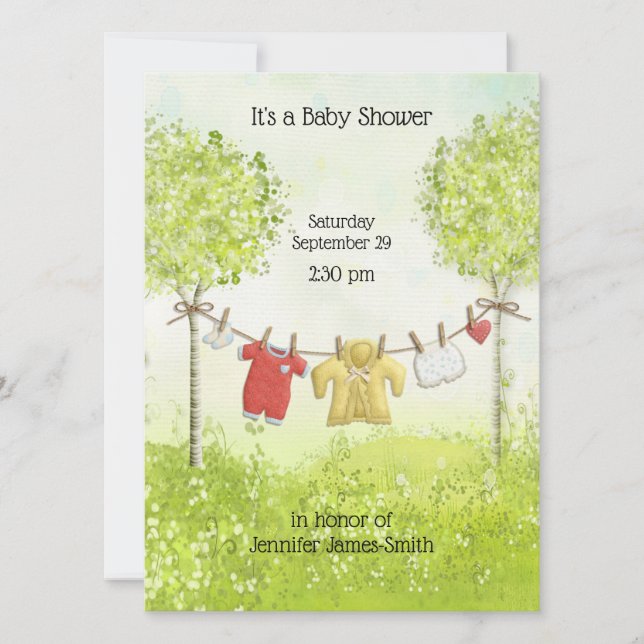 Adorable Gender Neutral Baby Clothes Shower Invitation (Front)