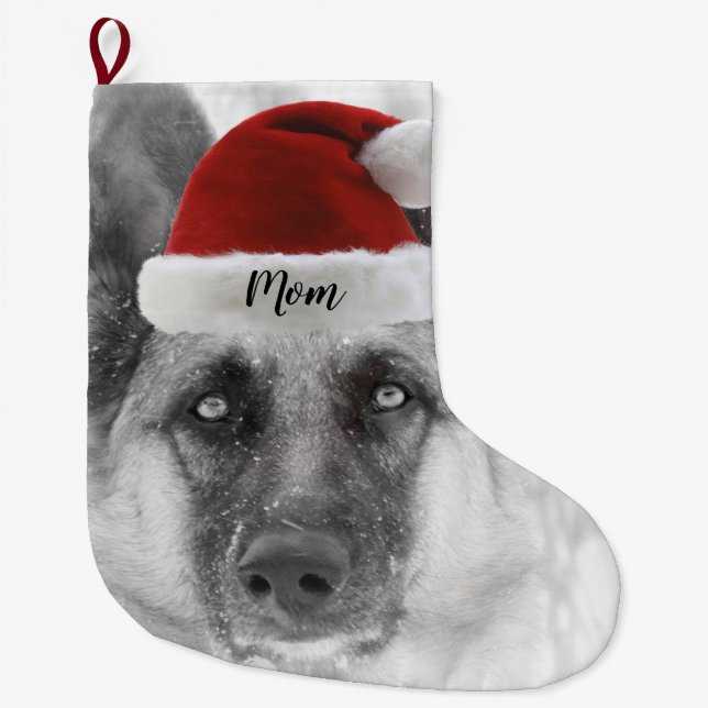 Adorable German Shepherd Christmas Stocking (Front)