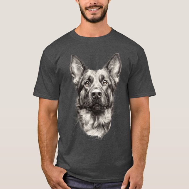 Adorable German Shepherd Sketch Cute Dog  T-Shirt (Front)