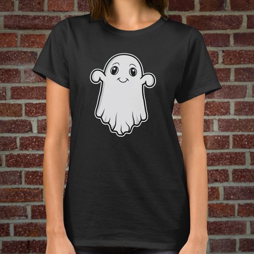 Adorable Ghost Cartoon Character Spooky Halloween T_Shirt