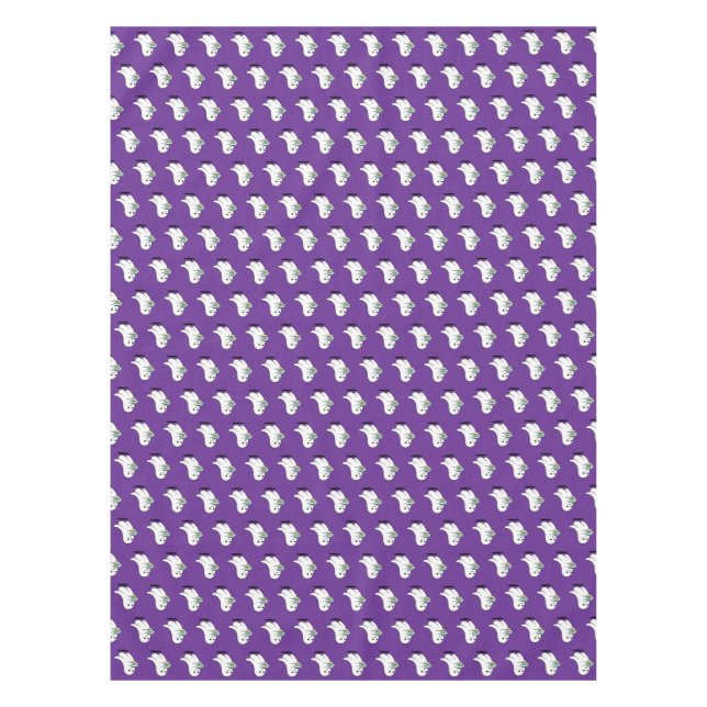 Adorable Ghost Cute Halloween Illustration Tablecloth (Front)