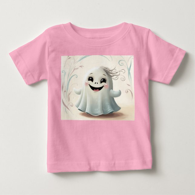 Adorable Ghostly Friend Halloween Design Baby T-Shirt (Front)
