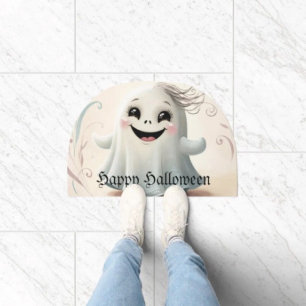 Adorable Ghostly Friend Halloween Design  Doormat