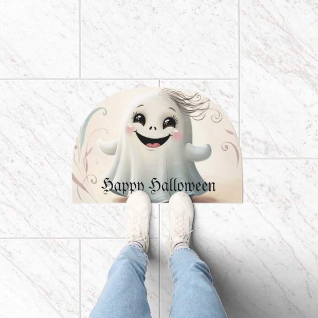 Adorable Ghostly Friend Halloween Design  Doormat (Indoor)