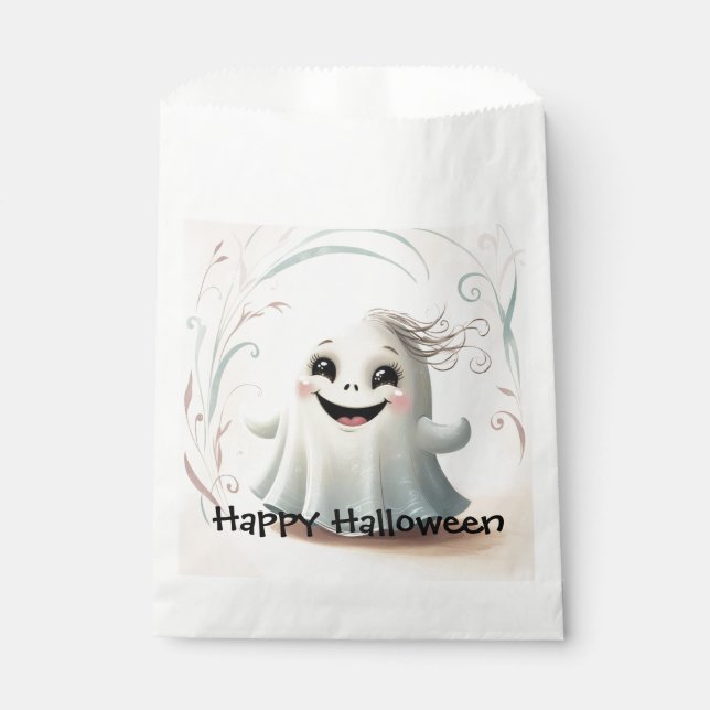 Adorable Ghostly Friend Halloween Design Favor Bag (Front)