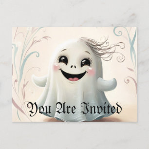 Adorable Ghostly Friend Halloween Design Invitation Postcard