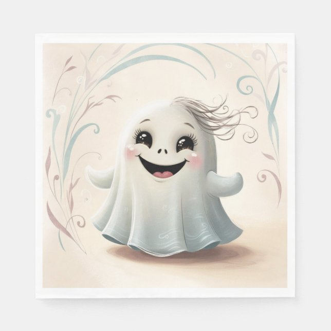 Adorable Ghostly Friend Halloween Design  Napkins (Front)