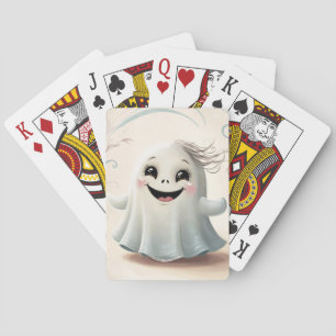 Adorable Ghostly Friend Halloween Design Poker Cards