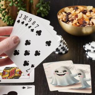 Adorable Ghostly Friend Halloween Design Poker Cards