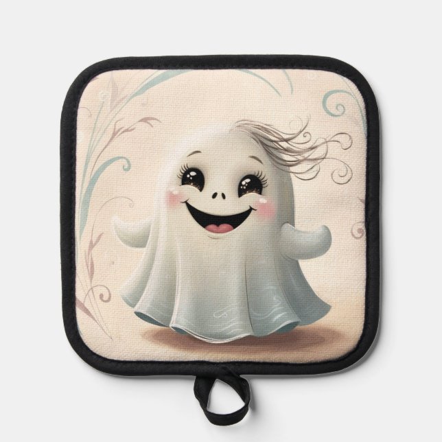 Adorable Ghostly Friend Halloween Design  Pot Holder (Front)