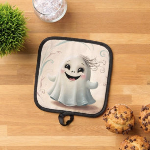 Adorable Ghostly Friend Halloween Design  Pot Holder