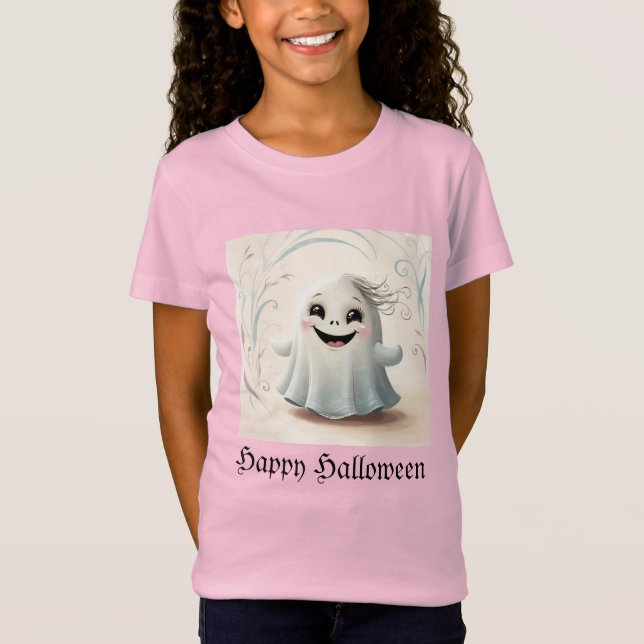 Adorable Ghostly Friend Halloween Design  T-Shirt (Front)