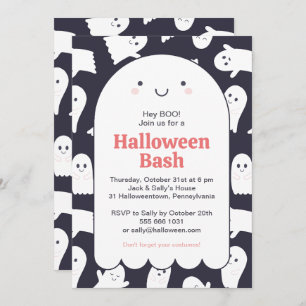 Adorable Ghosts Halloween Bash Personalized Invitation