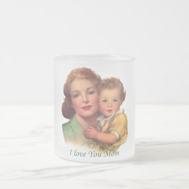 Adorable Gift for Mother's Day Frosted Glass Coffee Mug (Center)