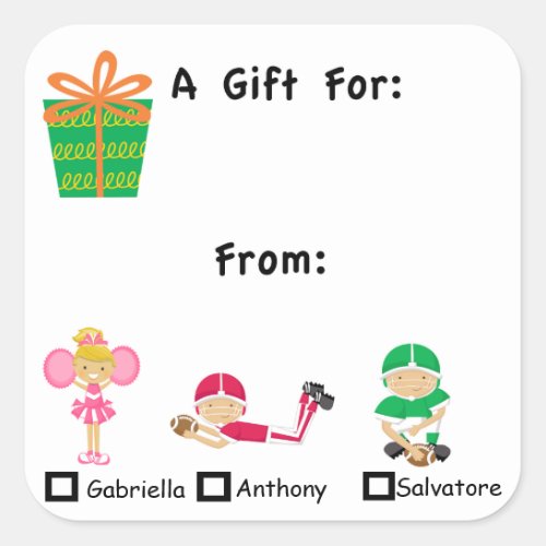 Adorable Gift Tag With Kids Names Sticker