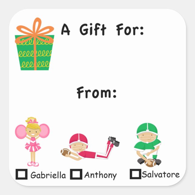 Adorable Gift Tag With Kids Names Sticker (Front)