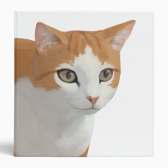 Adorable Ginger Cat Art 3 Ring Binder (Front)