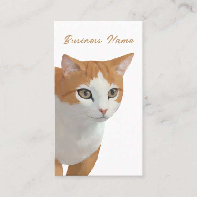 Adorable Ginger Cat Art  Business Card (Front)