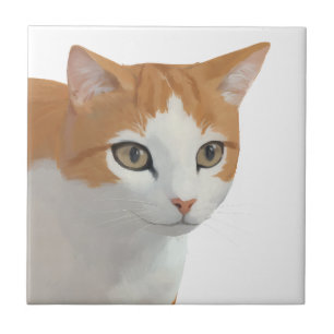 Adorable Ginger Cat Art Ceramic Tile