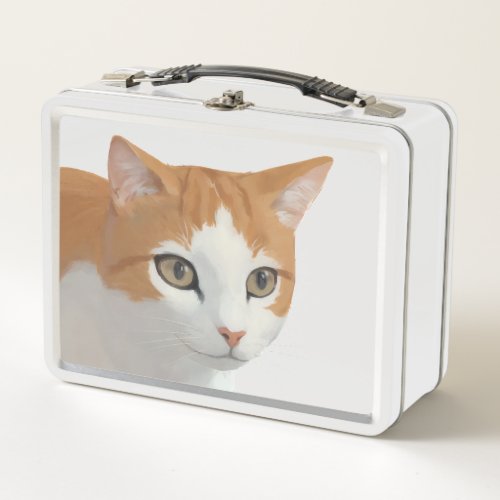 Adorable Ginger Cat Art Metal Lunch Box