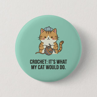 Adorable Ginger Cat Crochet Lover Yarn Ball Design Button