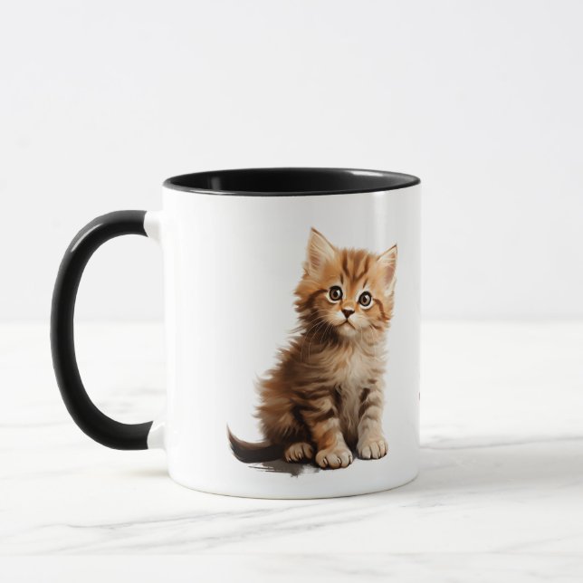 ​Adorable Ginger Kitten "Stay Pawsitive" Two-Tone  Mug (Left)