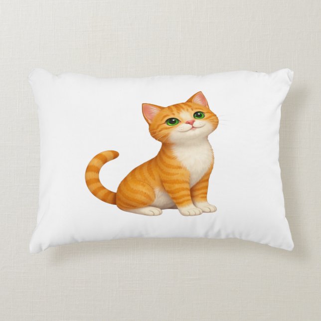 Adorable Ginger Kitten Throw Pillow (Front)