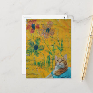 Adorable Ginger Kitty and flowers collage Postcard
