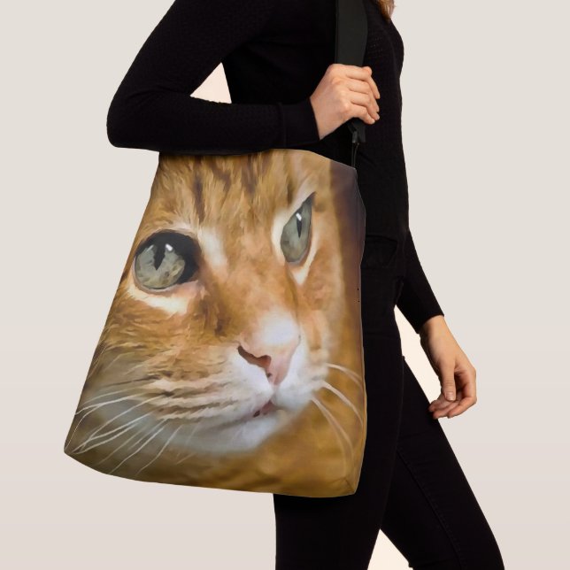 Adorable Ginger Tabby Cat Posing Pet Portrait Crossbody Bag (Close Up)