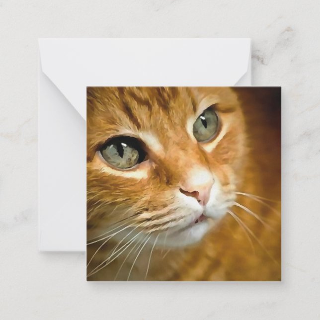 Adorable Ginger Tabby Cat Posing Pet Portrait Note Card (Front)
