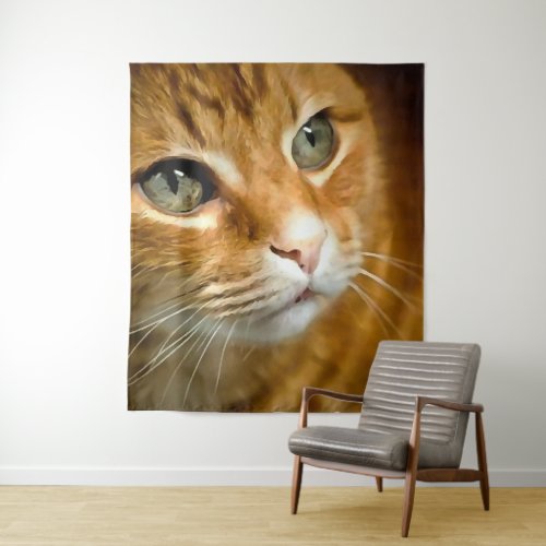 Adorable Ginger Tabby Cat Posing Pet Portrait Tapestry