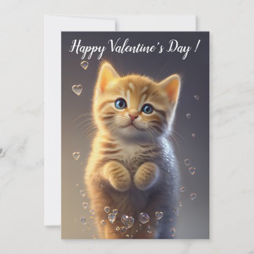 Adorable Ginger Tabby Valentines Kitten Holiday Card