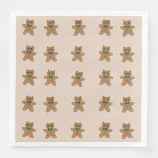 Adorable Gingerbread Cat Cookies Paper Dinner Napkins