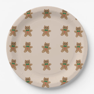 Adorable Gingerbread Cat Cookies Paper Plates