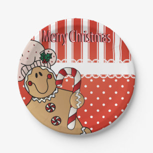Adorable Gingerbread Man Christmas Fun Paper Plates