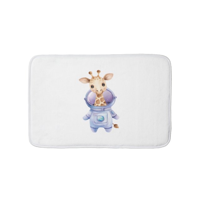 Adorable Giraffe Astronaut Illustration Classic T- Bath Mat (Front)