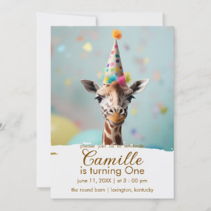 Adorable Giraffe Birthday Invitation