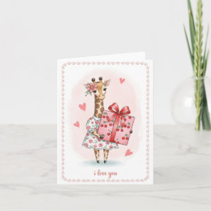 Adorable Giraffe Girl Holiday Card