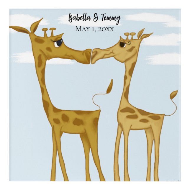Adorable Giraffe Lovers  Acrylic Print (Front)