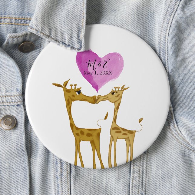Adorable Giraffe Lovers  Button (In Situ)