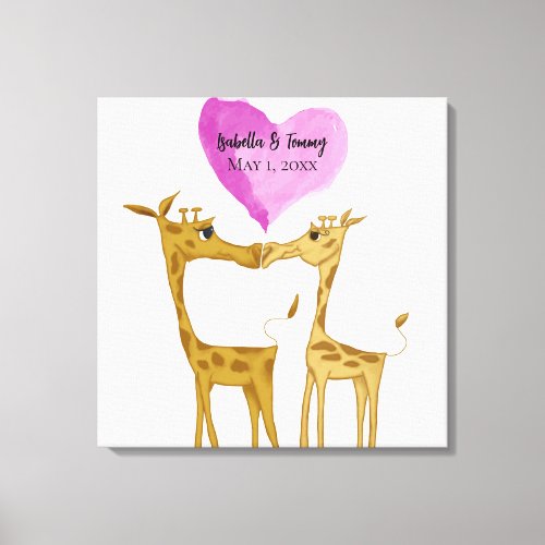 Adorable Giraffe Lovers Canvas Print