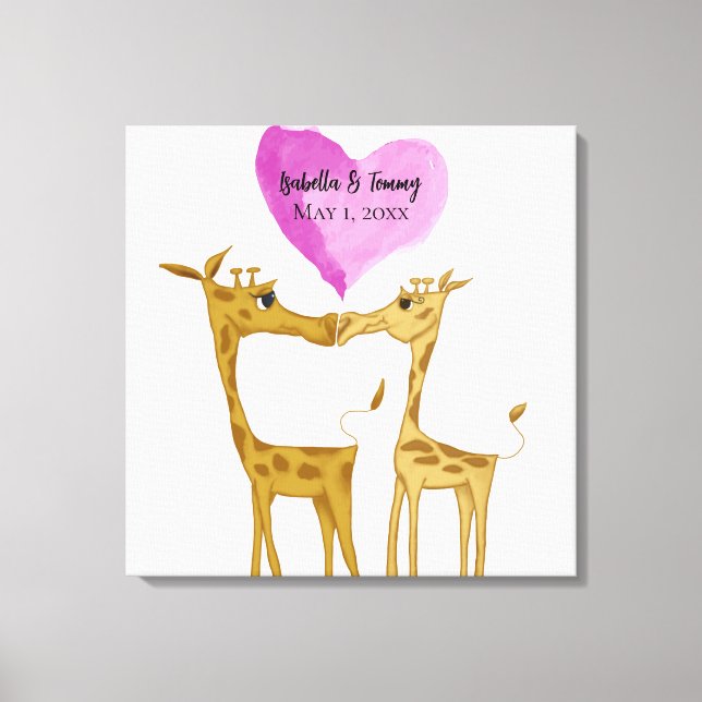 Adorable Giraffe Lovers Canvas Print (Front)